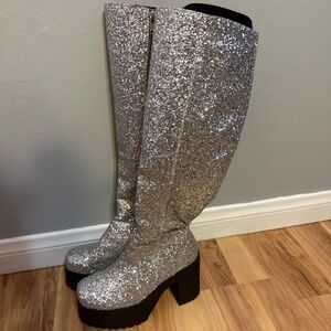 Lamoda Silver glitter boots